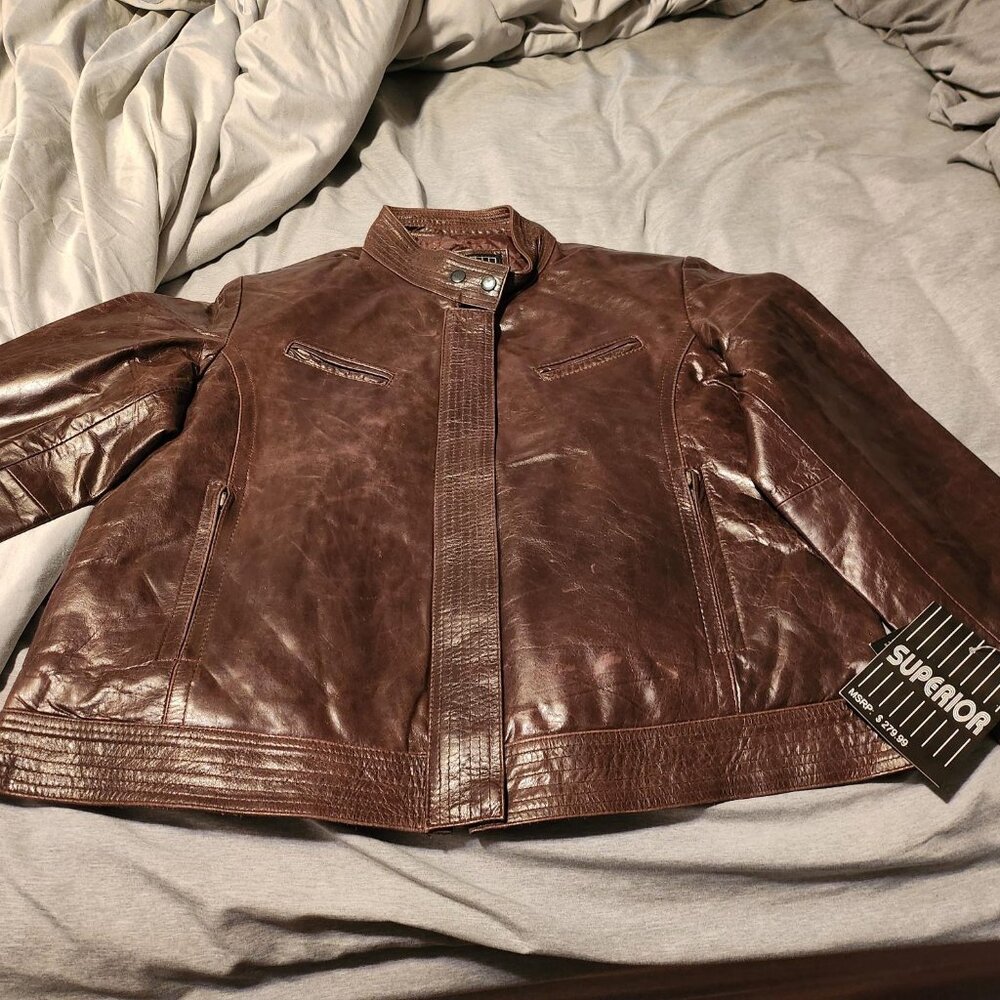 🧥 Superior Leather Jacket – New York | Whiskey Brown (Tagged 2XL – Fits Like L)